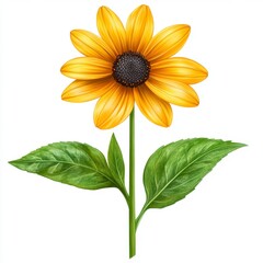 Fototapeta premium Yellow Flower with Dark Center Close Up Illustration