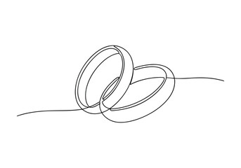 Continuous One Line Wedding Rings | Minimalist Love and Marriage Vector Illustration