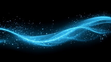 Obraz premium Abstract Blue Wave With Sparkling Dust Particles