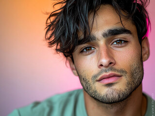Obraz premium Man portrait close up, handsome male portrait close up