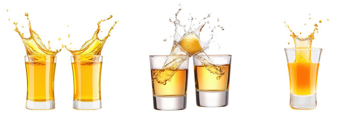 Tequila toast with splash isola beverage photography festive environment close-up celebratory moment