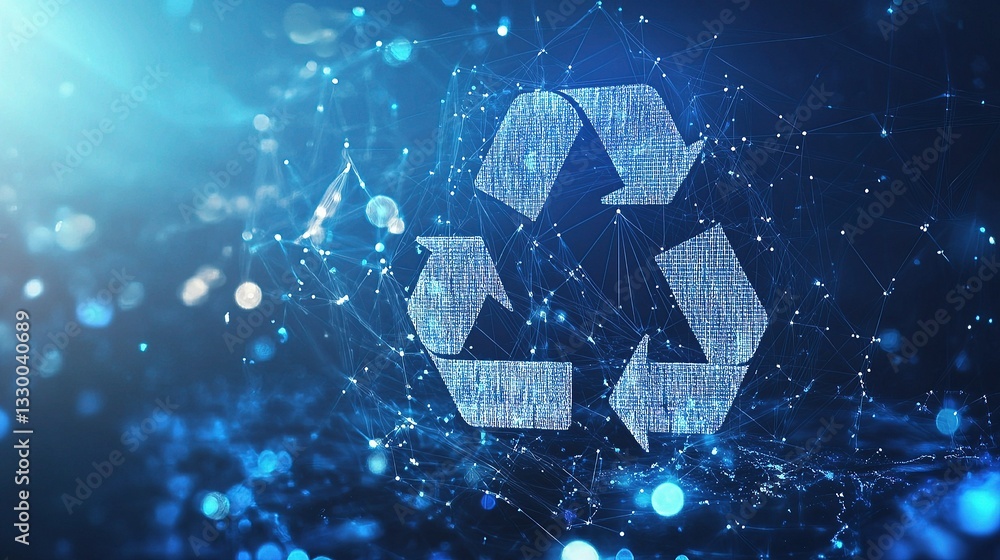 Poster digital global recycling concept with abstract connections and scale