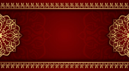 Simple Red Background with Mandala and Gold Border