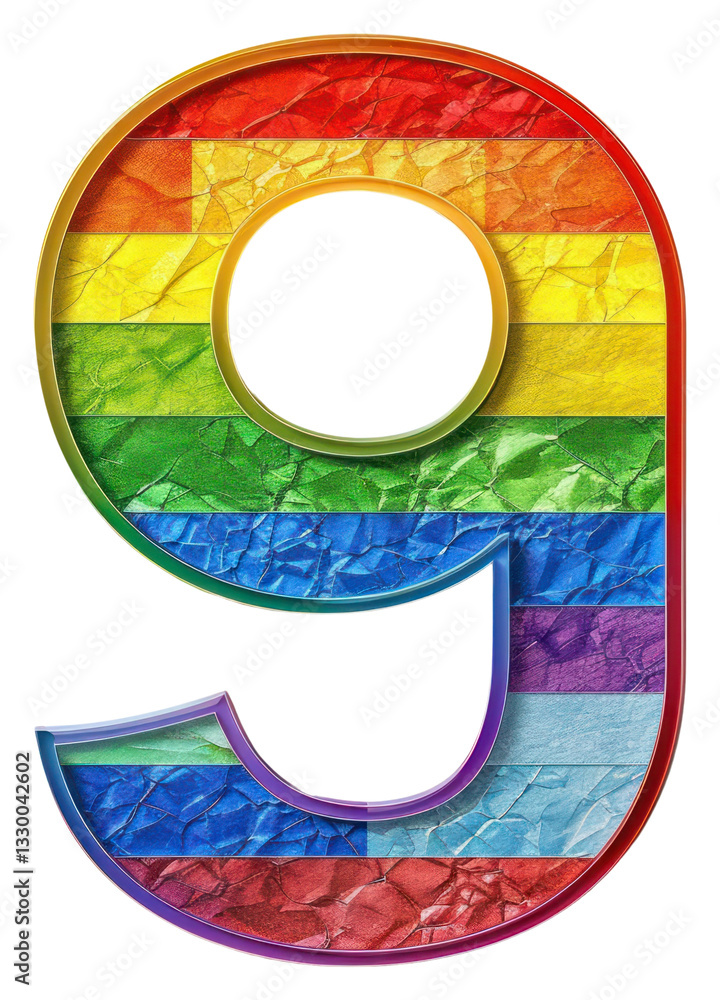 Poster png rainbow with number 9 pattern font text.