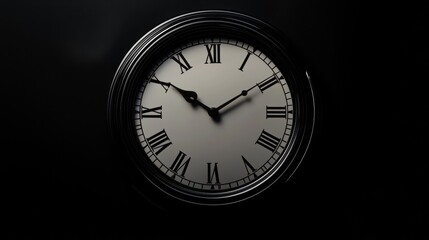 Elegant black wall clock with Roman numerals.