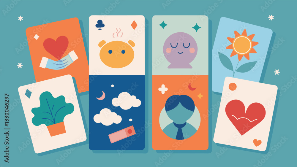 Poster a set of coping cards each with a different technique for managing anxious thoughts and behaviors.. 