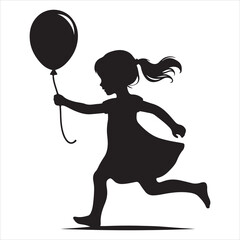 Child playing vector silhouette illustration design
