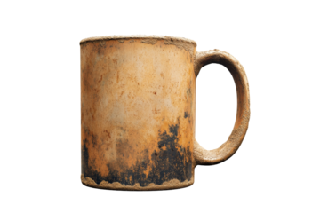 a brown mug with a black handle Cutout and isolated and transparent background image