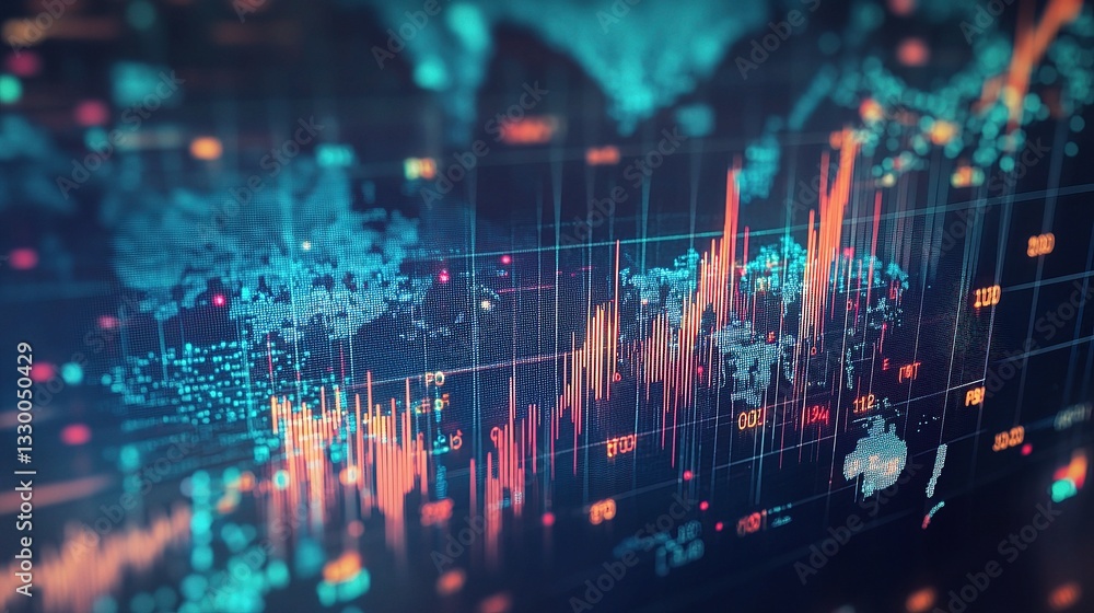 Aufkleber analyzing financial investment data with graphical metrics and scale