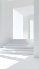 Obraz premium Minimalist white staircase with ample light