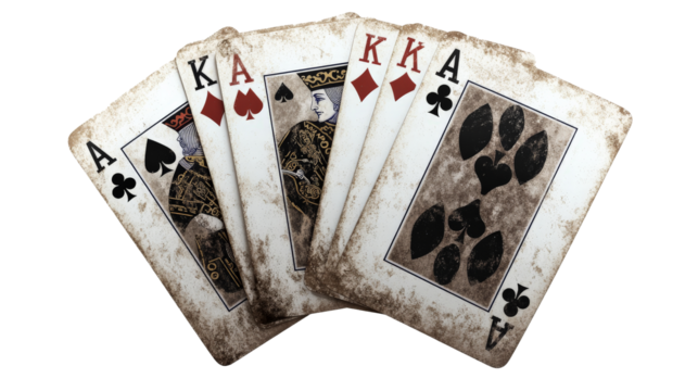 four aces playing cards Cutout and isolated and transparent background image