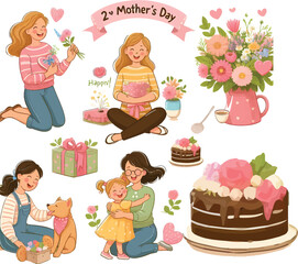 happy mothers day card with set