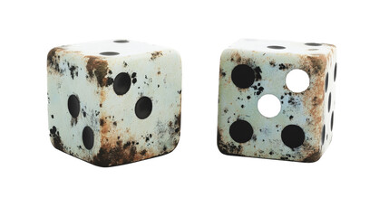 two dices with black spots on them Cutout and isolated and transparent background image