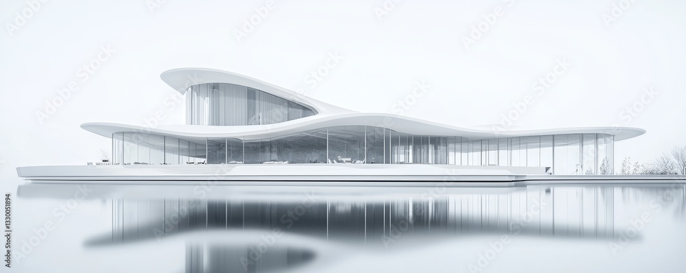 Poster modern architecture with a reflective facade.