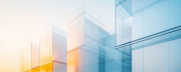 Fototapeta premium Modern architecture with glass surfaces and light.