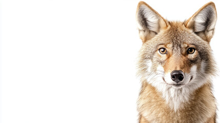 Fototapeta premium Coyote portrait with detailed fur and expressive eyes, showcasing wildlife beauty