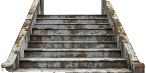 a set of stairs with rust on them Cutout and isolated and transparent background image