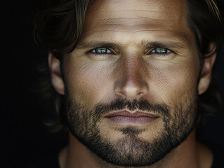 Obraz premium Man portrait close up, handsome male portrait close up