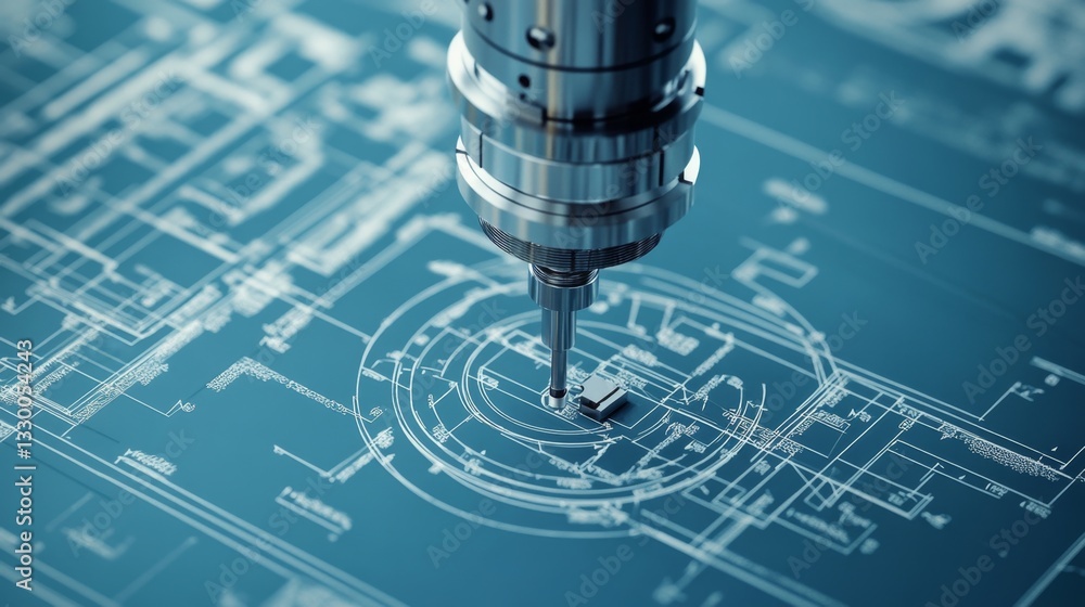 Poster engineering blueprint for a precision machin gigapixel workshop technical document industrial enviro