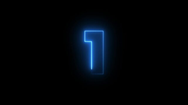 Glowing neon animated number 1. Educational mathematics concept with neon letter. Glowing neon number 1 animated on transparent background.