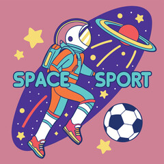  Retro Space Sport Design with Astronaut and Soccer Ball T-Shirt