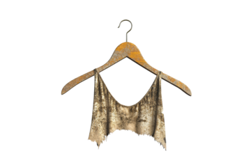 a gold and silver dress hanging on a hanger Cutout and isolated and transparent background image