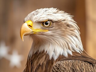 Obraz premium Majestic Bald Eagle Portrait with Intense Gaze in Natural Setting