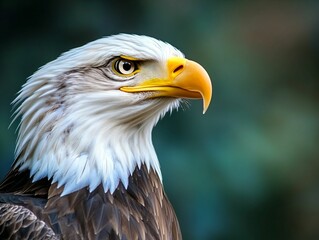Obraz premium Majestic Bald Eagle Portrait with Intense Gaze and Vibrant Feathers
