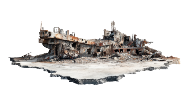 a drawing of a destroyed house Cutout and isolated and transparent background image