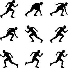 Running Man Silhouettes - Action Vector Illustration Set