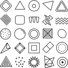 Geometric Shapes and Symbols Set: Line Art, Design Elements, Graphics