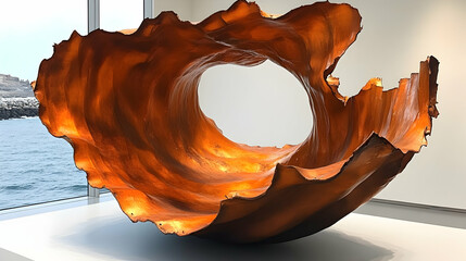 Obraz premium Abstract copper sculpture, flowing form