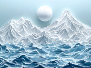 Abstract mountain and water scene