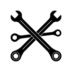 Crossed wrenches silhouette vector illustration