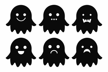 black ghost icons silhouette