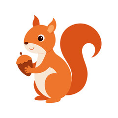 Curious Squirrel Holding An Acorn Illustration