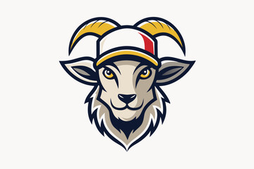 goat logo vector with cap on head
