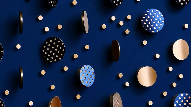Rotating gold circle pattern on dark blue background