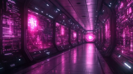 Fototapeta premium make digital minimalistic futuristic hohographic attributed space witk a lot of semi transparent screens with a lot of medical data