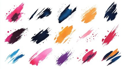 Dynamic brush strokes art studio digital artwork creative environment close-up view vibrant collection for visual impact