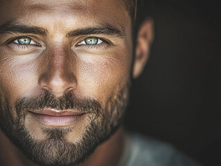 Obraz premium Man on colored background, handsome male portrait close up