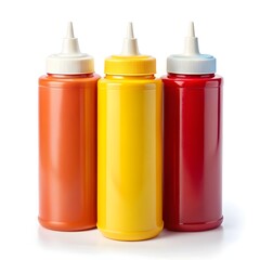 Vibrant Condiment Bottles (Ketchup, Mustard, Mayonnaise) in Squeeze Plastic Containers