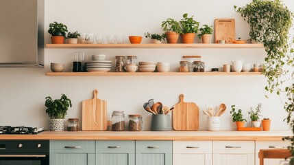Organize your kitchen bright cabinetry showcase modern home photography vibrant interior eye-level view stunning gigapixel concept