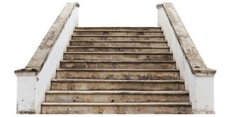a set of stairs leading up to a white sky Cutout and isolated and transparent background image