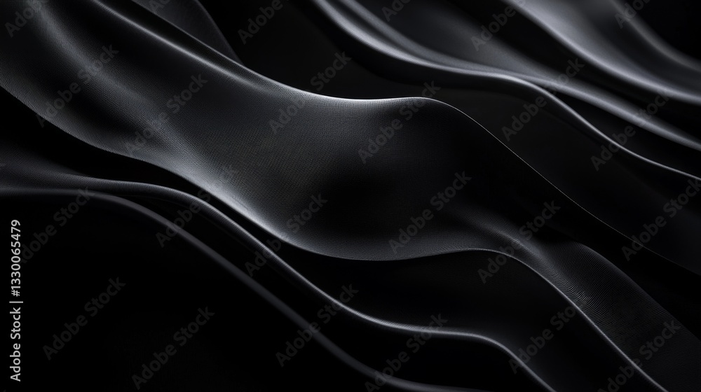 Poster smooth black waves creating an elegant texture.