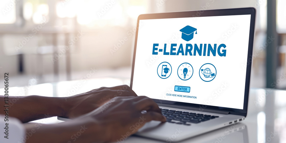 Aufkleber e-learning website with brisk sofware for student to study online on the internet network