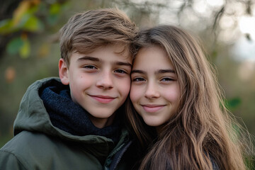 Fototapeta premium Loving Couple Sharing a Warm Moment on a First Date, Generative AI, Generative AI