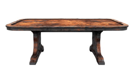 a 19th century oak and iron cast table Cutout and isolated and transparent background image