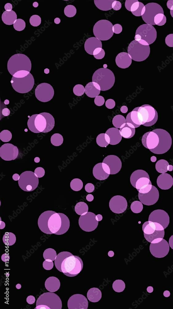 Fototapete Vibrant purple bubbles float gracefully on  a dark background in mesmerizing display of movement and color.  Vertical video. 