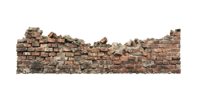 a brick wall with a hole in it Cutout and isolated and transparent background image